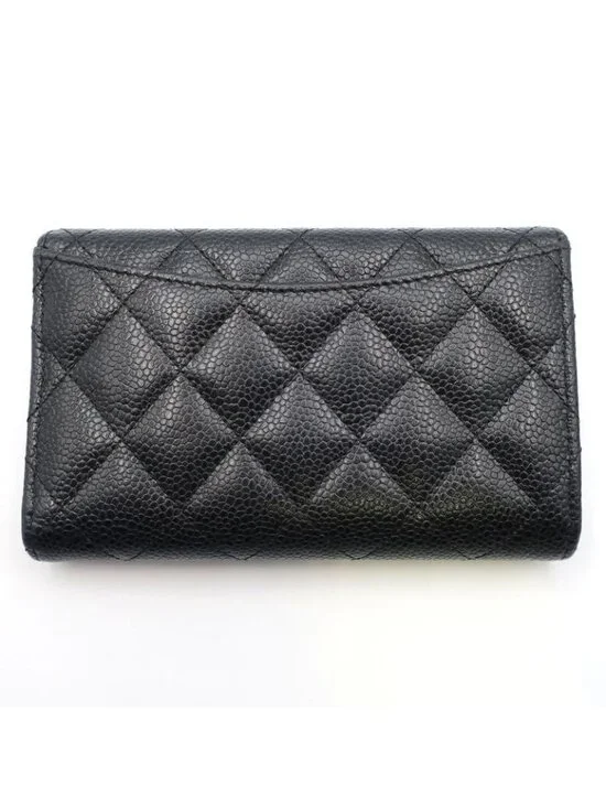 Chanel Quilted Medium Flap Wallet Trifold Caviar Leather Ap0232 - Picture 2 of 10